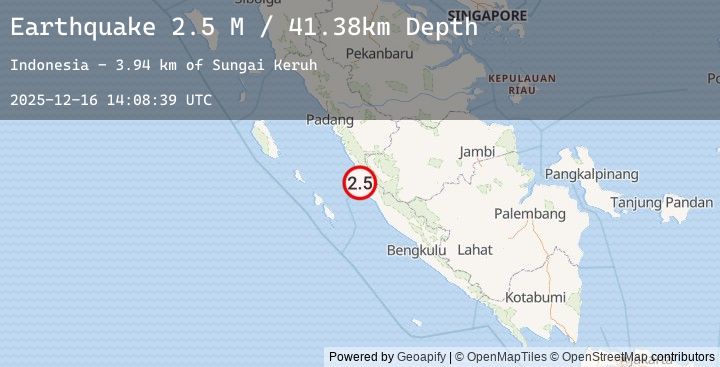 Map of Southern Sumatra, Indonesia