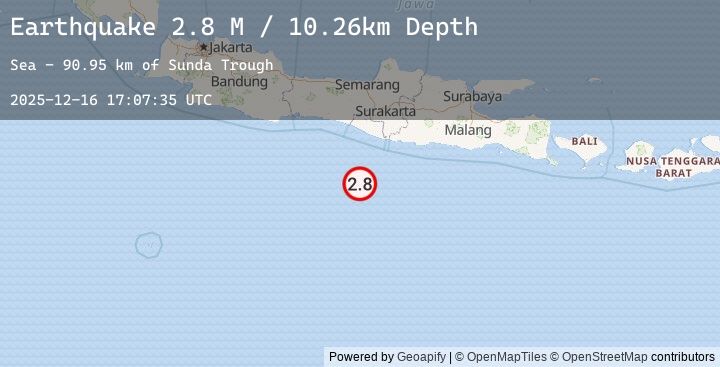 Map of South of Java, Indonesia