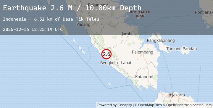 Map of Southern Sumatra, Indonesia