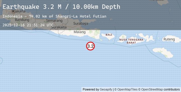 Map of South of Java, Indonesia