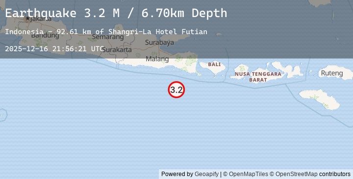 Map of South of Java, Indonesia