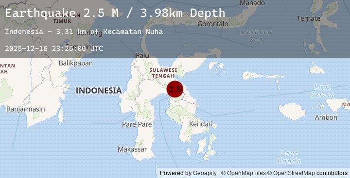 Map of Sulawesi, Indonesia