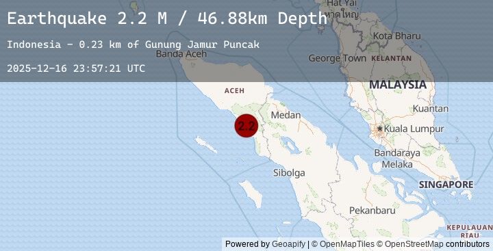 Map of Northern Sumatra, Indonesia