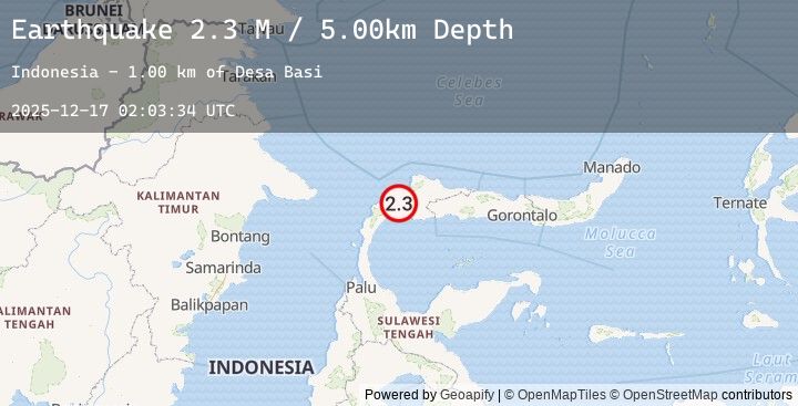 Map of Minahassa Peninsula, Sulawesi