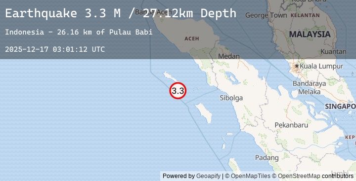 Map of Northern Sumatra, Indonesia