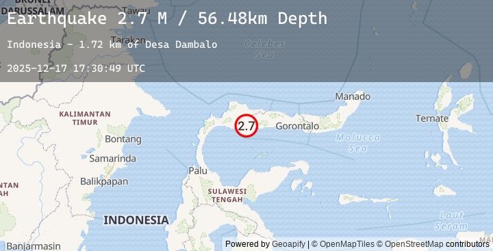 Map of Minahassa Peninsula, Sulawesi