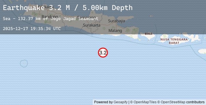 Map of South of Java, Indonesia
