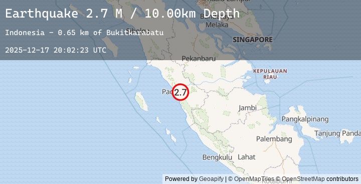 Map of Southern Sumatra, Indonesia