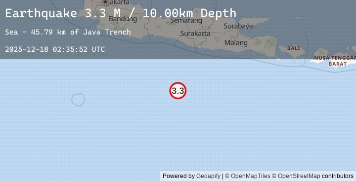 Map of South of Java, Indonesia