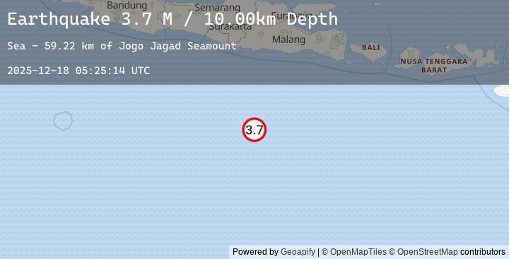 Map of South of Java, Indonesia