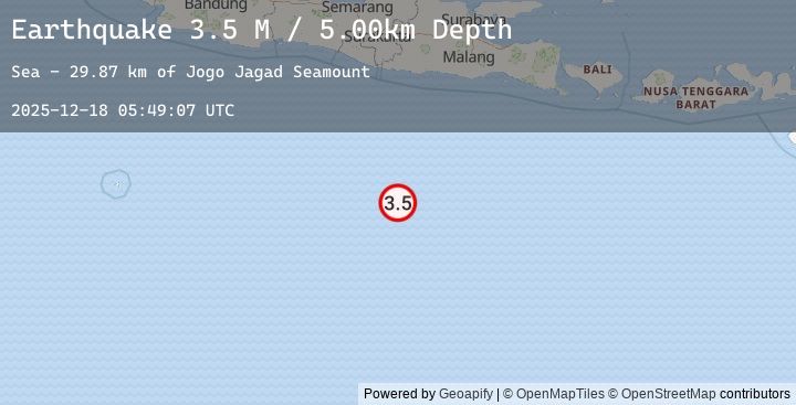 Map of South of Java, Indonesia
