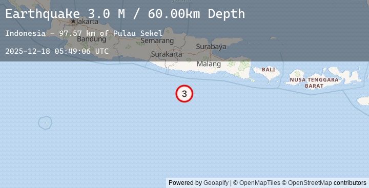 Map of South of Java, Indonesia
