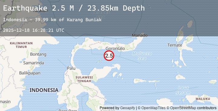 Map of Minahassa Peninsula, Sulawesi