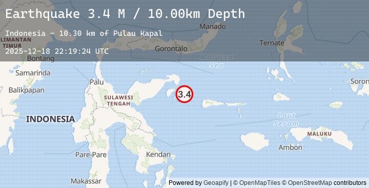 Map of Sulawesi, Indonesia