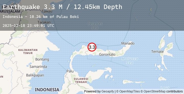 Map of Minahassa Peninsula, Sulawesi