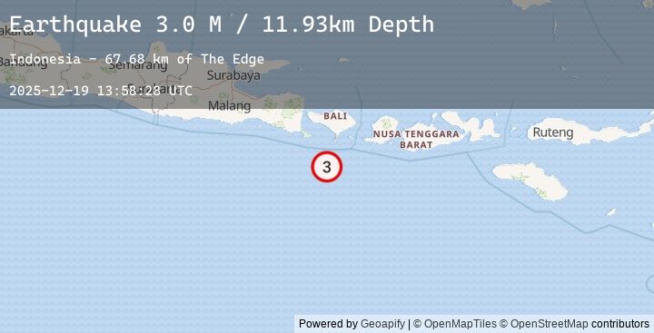 Map of South of Bali, Indonesia