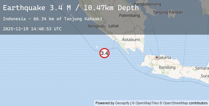Map of Southern Sumatra, Indonesia