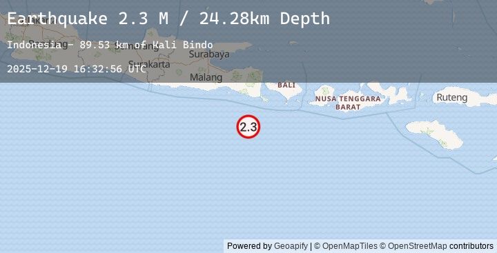 Map of South of Bali, Indonesia