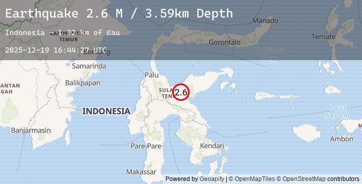 Map of Sulawesi, Indonesia