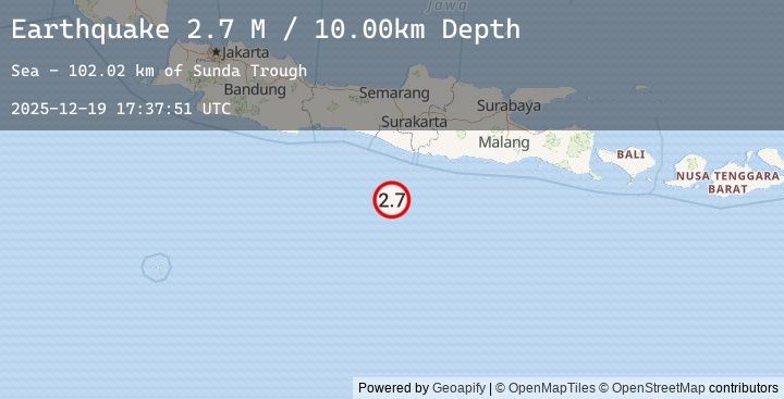 Map of South of Java, Indonesia