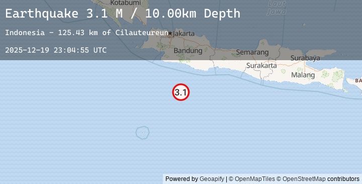 Map of South of Java, Indonesia