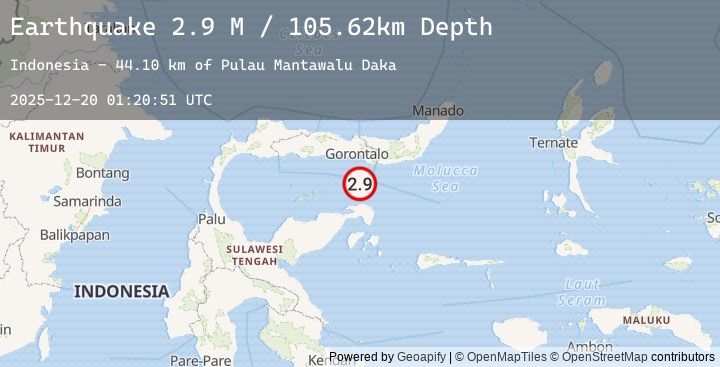 Map of Minahassa Peninsula, Sulawesi