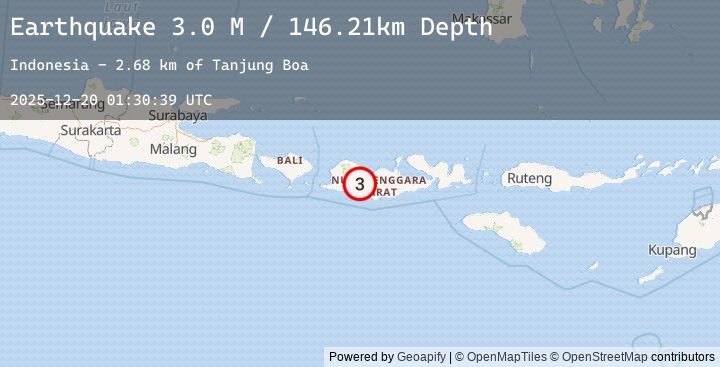 Map of Sumbawa Region, Indonesia