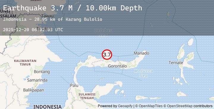 Map of Minahassa Peninsula, Sulawesi