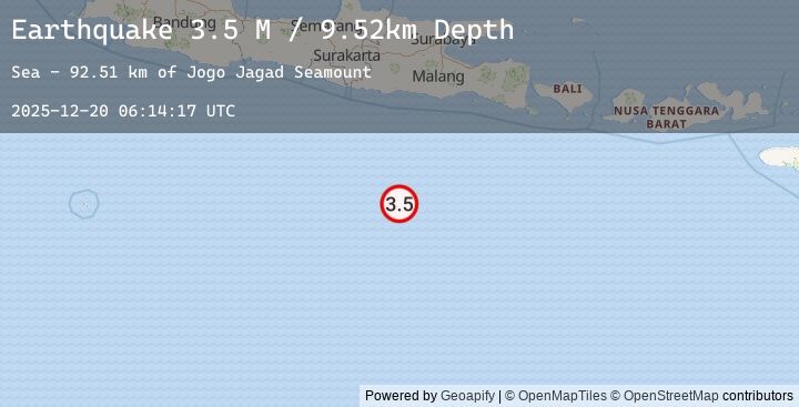 Map of South of Java, Indonesia
