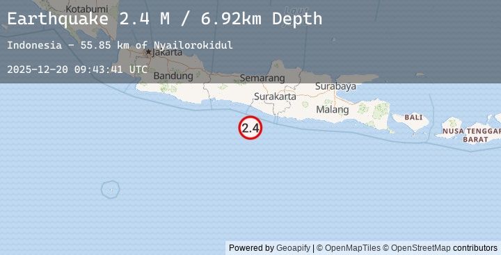 Map of Java, Indonesia