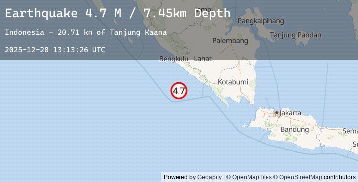 Map of Southern Sumatra, Indonesia