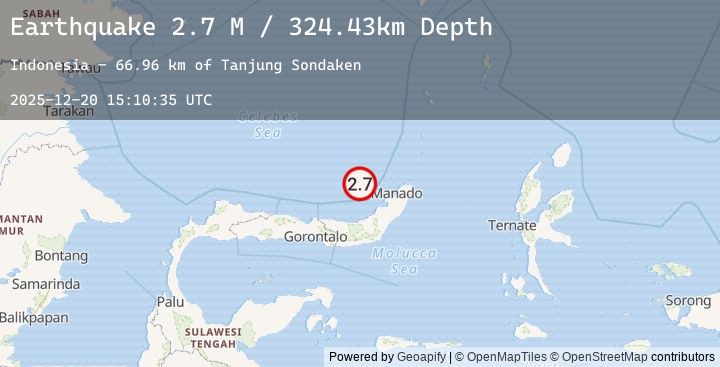 Map of Minahassa Peninsula, Sulawesi