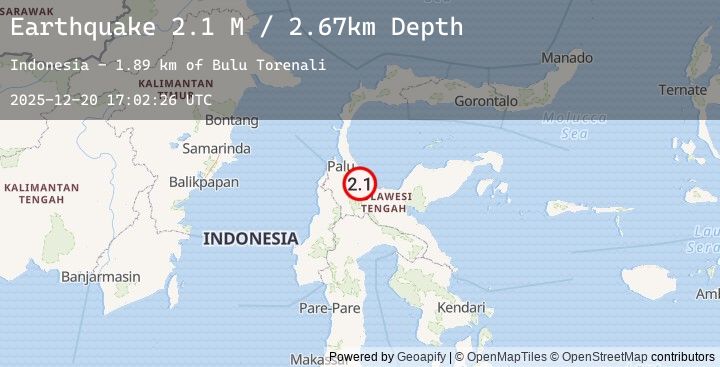 Map of Sulawesi, Indonesia