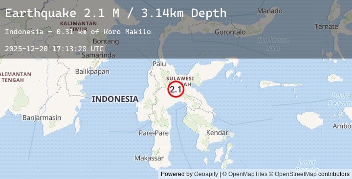 Map of Sulawesi, Indonesia