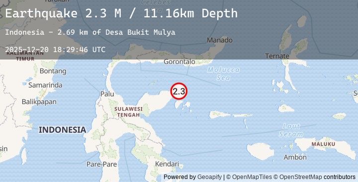 Map of Minahassa Peninsula, Sulawesi