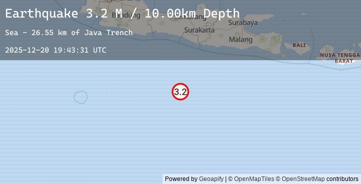 Map of South of Java, Indonesia