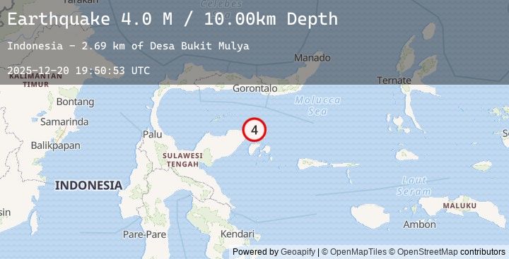 Map of Minahassa Peninsula, Sulawesi