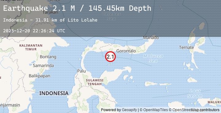 Map of Minahassa Peninsula, Sulawesi