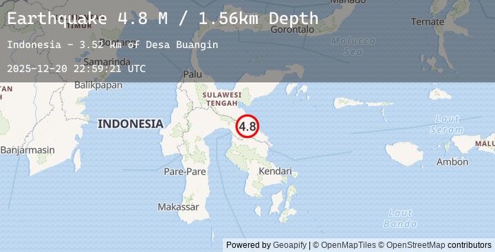 Map of Sulawesi, Indonesia