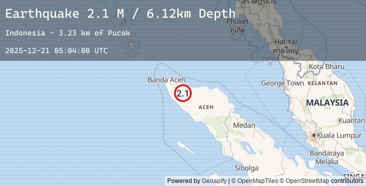 Map of Northern Sumatra, Indonesia
