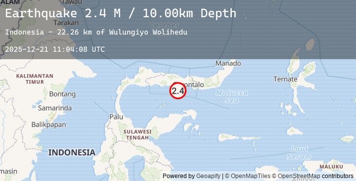 Map of Minahassa Peninsula, Sulawesi