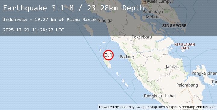 Map of Southern Sumatra, Indonesia