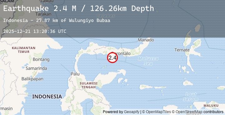 Map of Minahassa Peninsula, Sulawesi