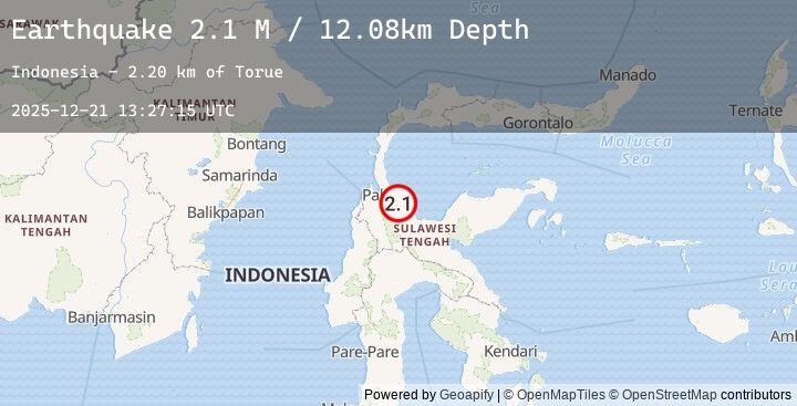 Map of Sulawesi, Indonesia