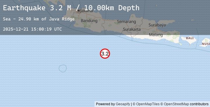 Map of South of Java, Indonesia