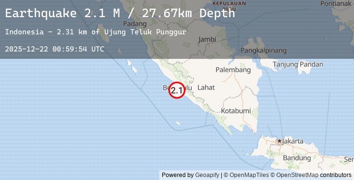Map of Southern Sumatra, Indonesia