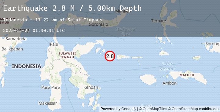 Map of Sulawesi, Indonesia