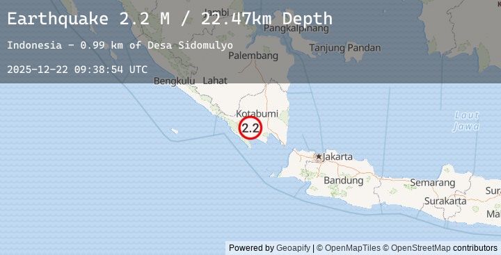 Map of Southern Sumatra, Indonesia