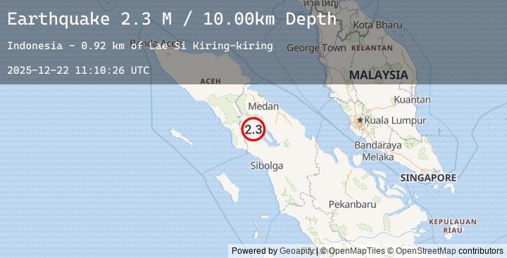 Map of Northern Sumatra, Indonesia