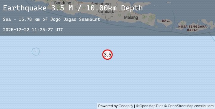 Map of South of Java, Indonesia